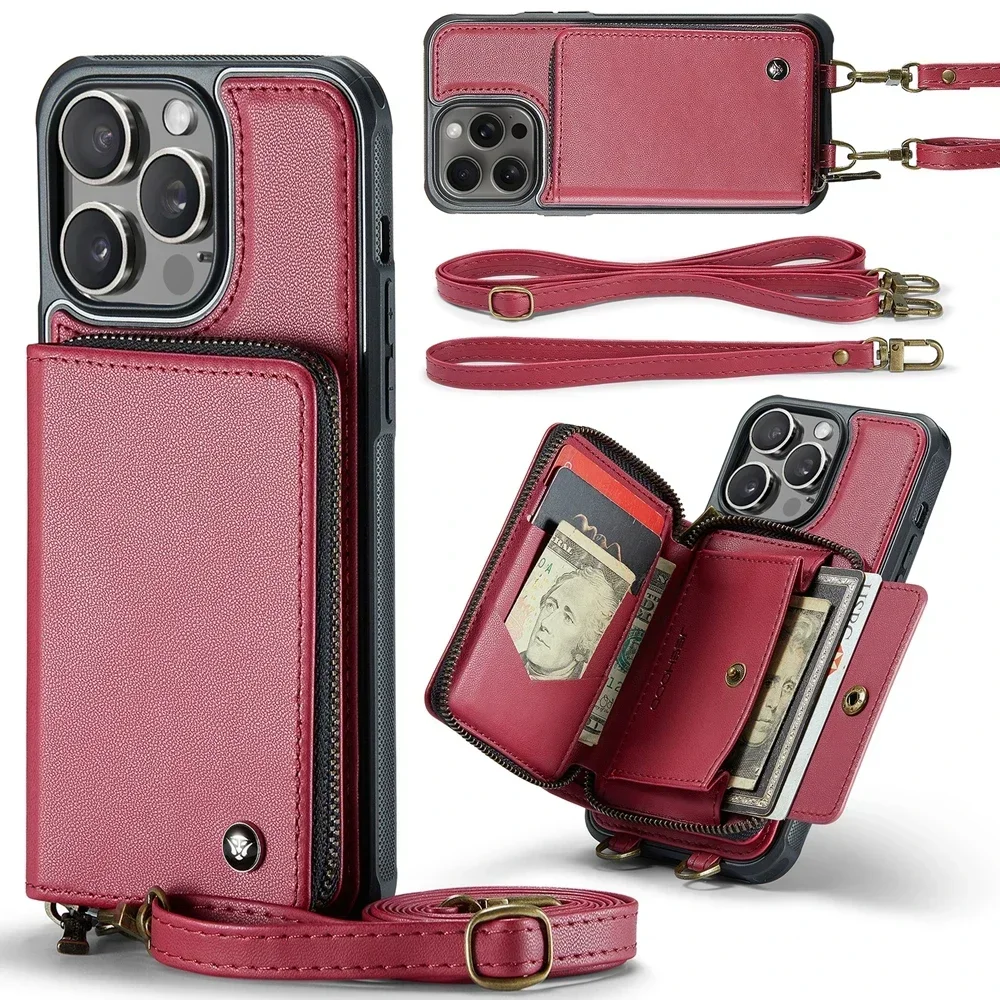 Crossbody Zipper Leather Wallet Case For Phone Cover Iphone 17 16 15 Pro Max 14 Plus 13 12 11 Cards Holder Lanyard Protective Sh
Crossbody Zipper Leather Wallet Case For Phone Cover Iphone 17 16 15 Pro Max 14 Plus 13 12 11 Cards Holder Lanyard Protective Sh