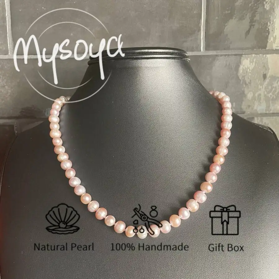 MYSOYA 7-8mm Natural Pink Freshwater Pearl Necklace For Women And Men With Gift Box Birthday Wedding Anniversary Jewelry Gift
MYSOYA 7-8mm Natural Pink Freshwater Pearl Necklace For Women And Men With Gift Box Birthday Wedding Anniversary Jewelry Gift