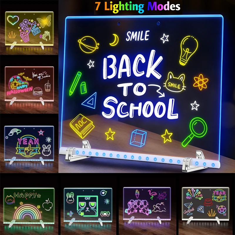 LED Note Board DIY Acrylic Night Light 7 Pens Luminous Drawing Painting Board Message Board For Kids Birthday Gift
LED Note Board DIY Acrylic Night Light 7 Pens Luminous Drawing Painting Board Message Board For Kids Birthday Gift