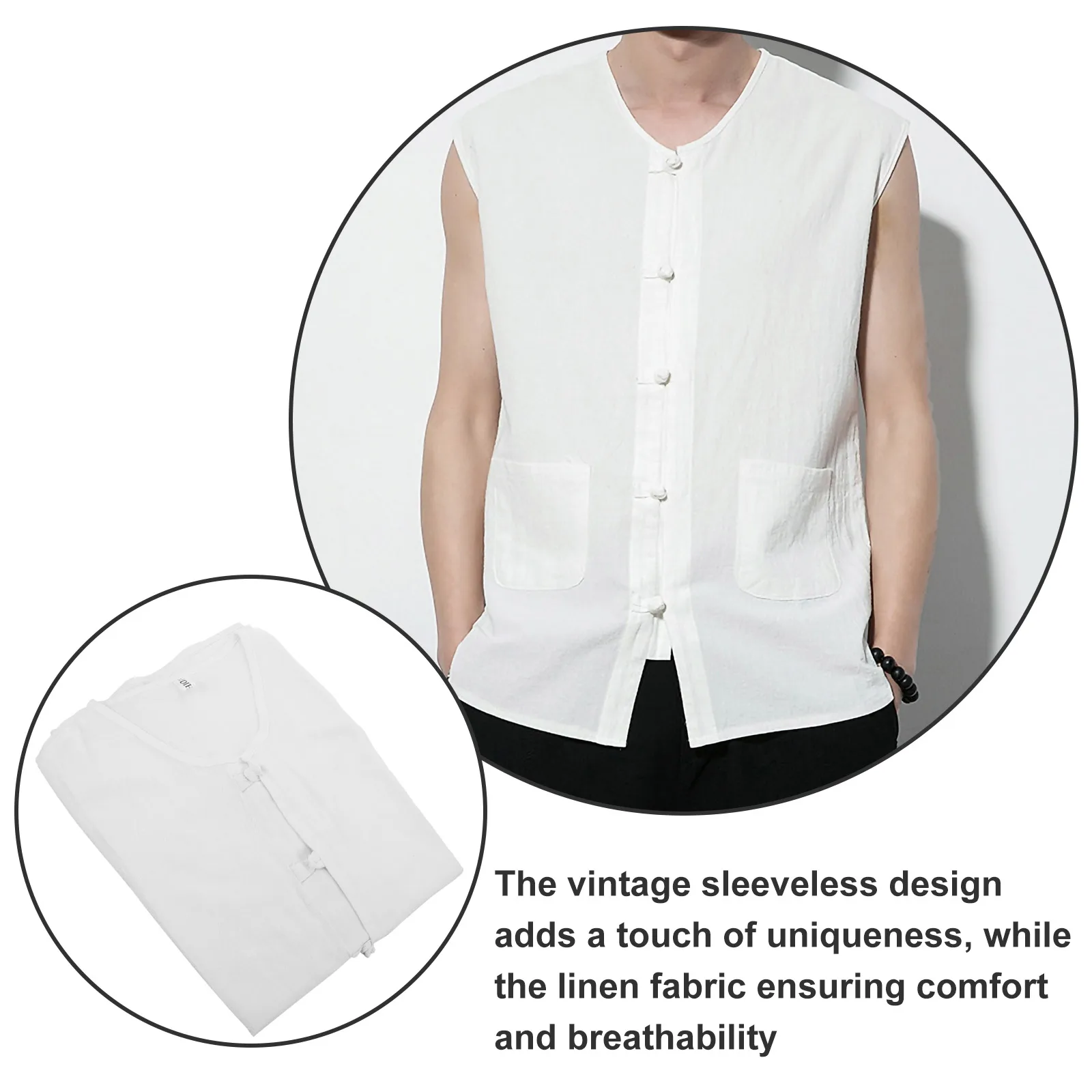 Men Summer Chinese Style Sleeveless Breathable Loose-Fitting Undershirt For Men Lightweight Linen Vest Size Comfortable
Men Summer Chinese Style Sleeveless Breathable Loose-Fitting Undershirt For Men Lightweight Linen Vest Size Comfortable
