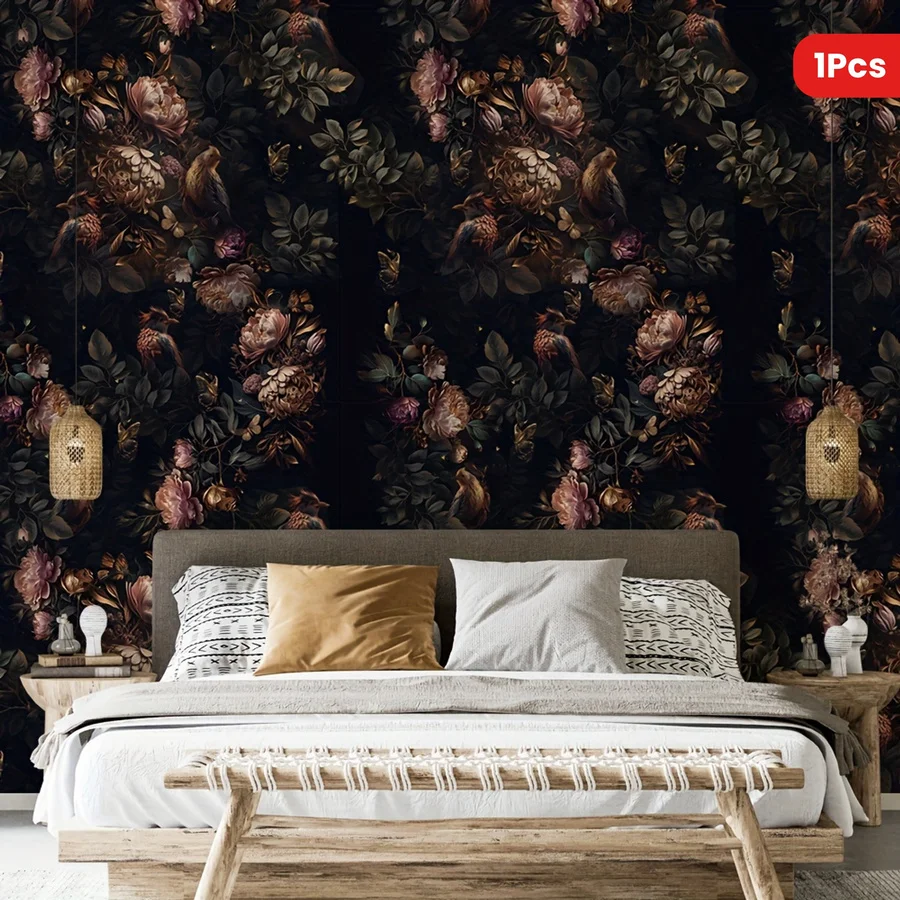 1 sheet dark bird floral peel and stick wallpaper 17.7in*78.7in, diy home wall sticker, fridge cabinet decal, waterproof removable wall decor for living room bedroom party use, item rw411
1 sheet dark bird floral peel and stick wallpaper 17.7in*78.7in, diy home wall sticker, fridge cabinet decal, waterproof removable wall decor for living room bedroom party use, item rw411
