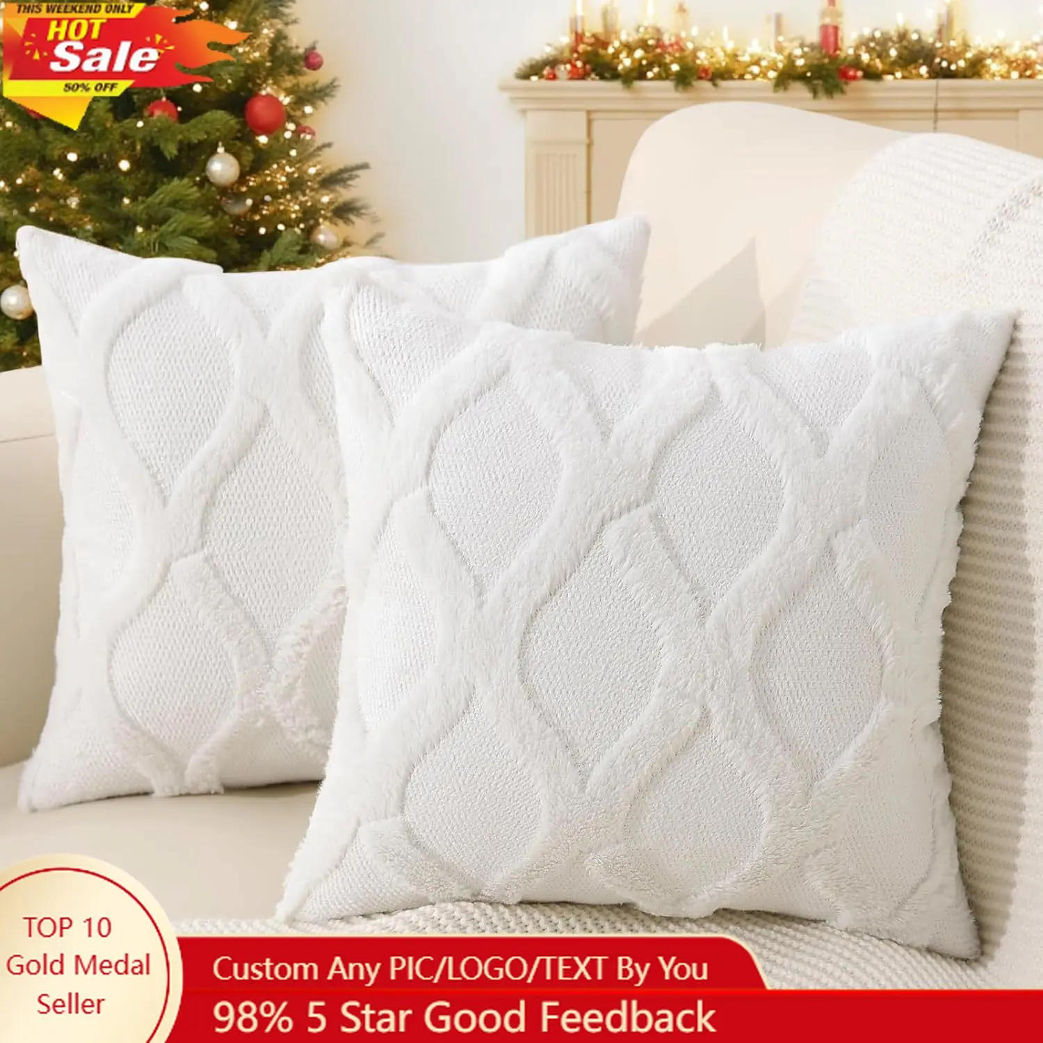 decorUhome Christmas Throw Pillow Covers 18x18 Inch Set of 2, Soft Plush Faux Fur Wool Cream White Couch Pillow Covers, Decorati
decorUhome Christmas Throw Pillow Covers 18x18 Inch Set of 2, Soft Plush Faux Fur Wool Cream White Couch Pillow Covers, Decorati