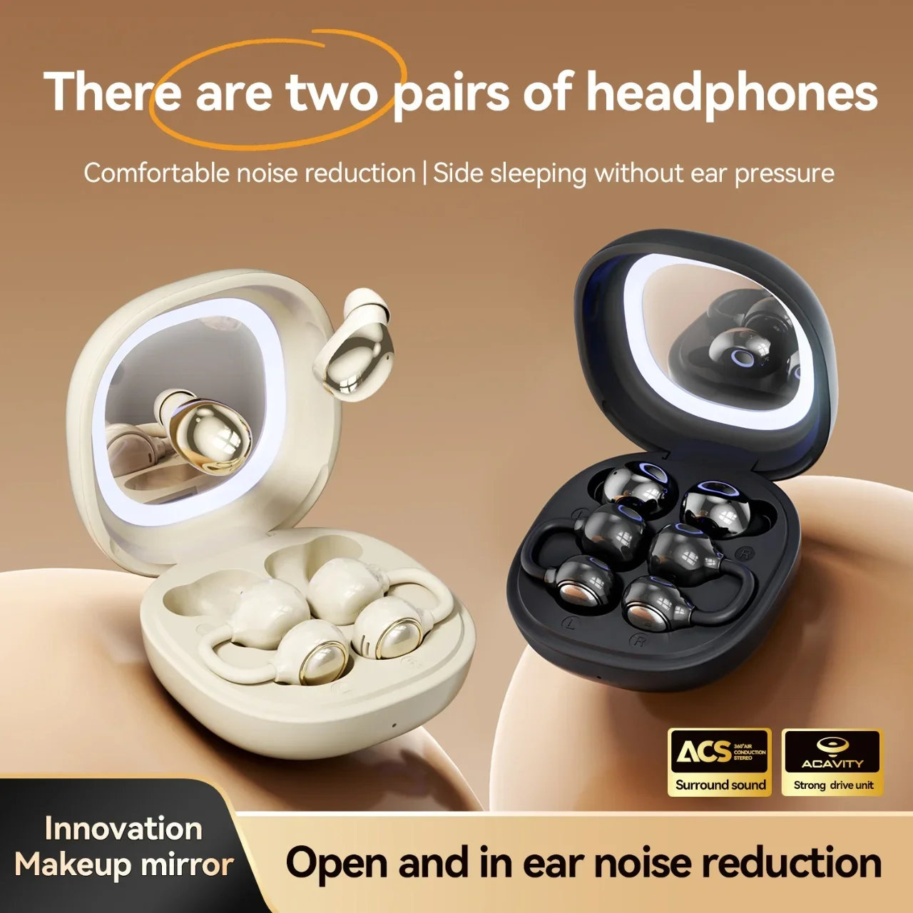 Wireless Bluetooth Ear Clip Earbuds Sleep Noise Cancelling 2 Pairs Headphones Makeup Mirror Charging Case Sport Earphones
Wireless Bluetooth Ear Clip Earbuds Sleep Noise Cancelling 2 Pairs Headphones Makeup Mirror Charging Case Sport Earphones
