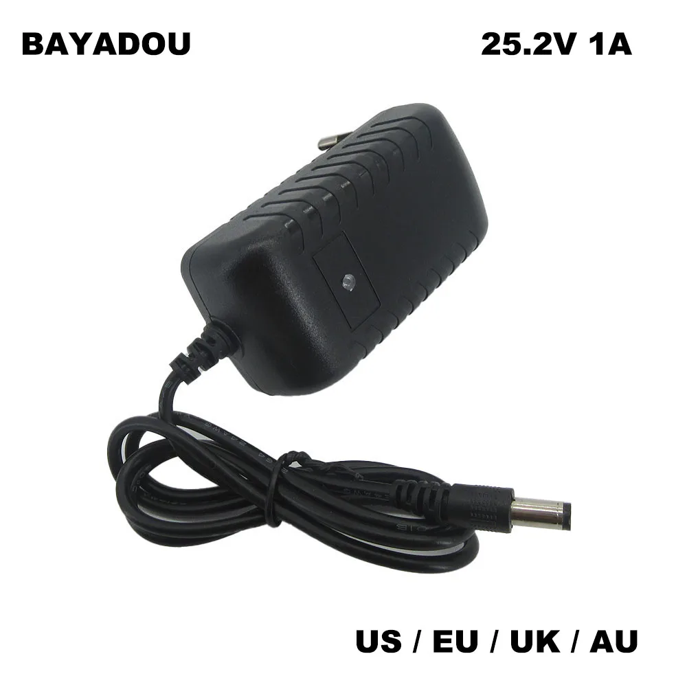 25.2V 1A 1000MA DC Lithium Charger 6S 21.6V 22.2V Li-ion Electric tool Wall Charger US / EU / AU / UK Plug
25.2V 1A 1000MA DC Lithium Charger 6S 21.6V 22.2V Li-ion Electric tool Wall Charger US / EU / AU / UK Plug