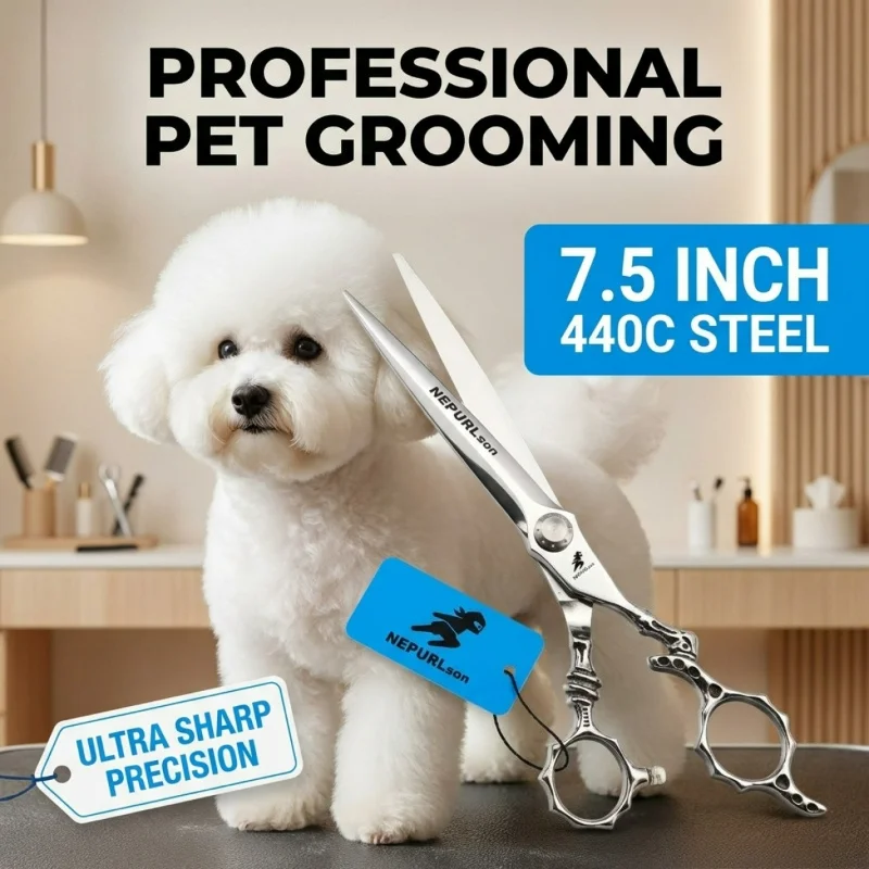 7.5 Inch Straight Scissors Pet Scissors Professional High Quality For JP440C Pets Grooming Hair Shears Hairdressing Scissors
7.5 Inch Straight Scissors Pet Scissors Professional High Quality For JP440C Pets Grooming Hair Shears Hairdressing Scissors