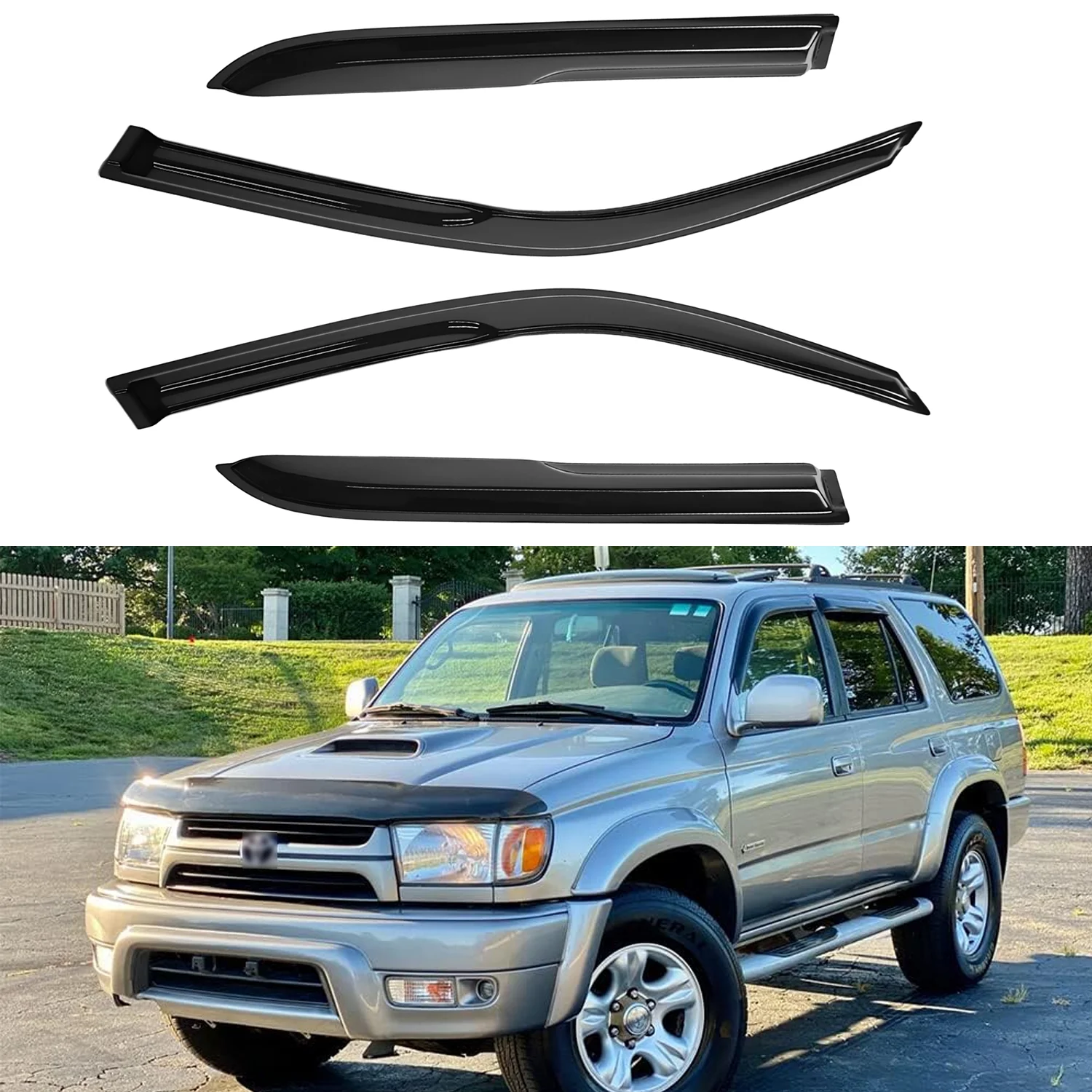 For Toyota 4Runner 4-Door 1996-2002 Luxury Model Wind Deflectors Tinted 4pcs Set Window Visor Sun Rain Vent Guards with Drains 1.5MM Thick
For Toyota 4Runner 4-Door 1996-2002 Luxury Model Wind Deflectors Tinted 4pcs Set Window Visor Sun Rain Vent Guards with Drains 1.5MM Thick