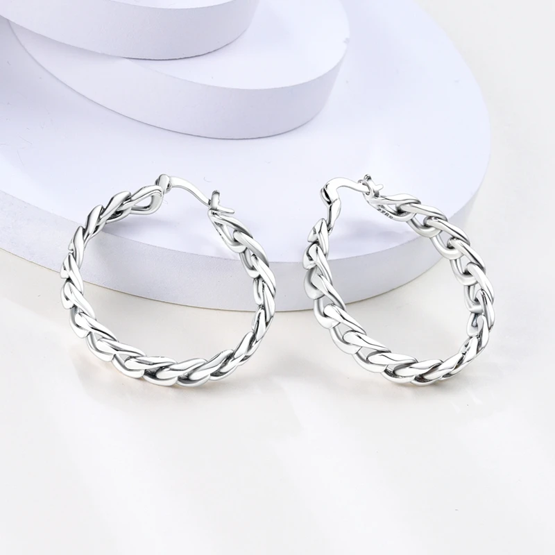 925 Sterling Silver Earrings Women Sparkling Chain Hoop Earring For Anniversary Wedding Jewelry Gifts
925 Sterling Silver Earrings Women Sparkling Chain Hoop Earring For Anniversary Wedding Jewelry Gifts