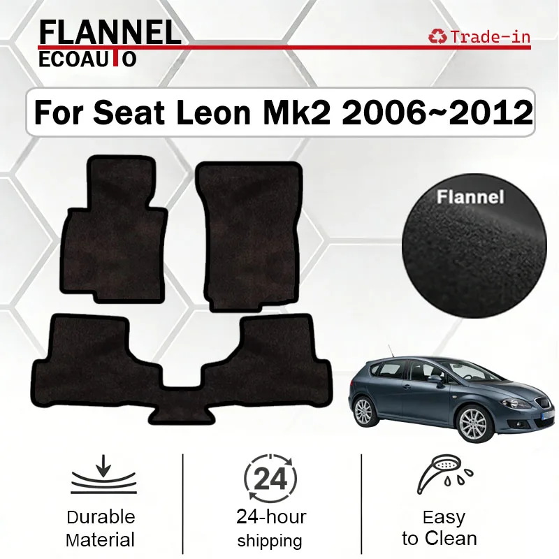Автомобильные коврики ECOAUTO из фланели для Seat Leon Mk2 1P 2006~2012, противоскользящие, с защитой от грязи, аксессуары для авто
Автомобильные коврики ECOAUTO из фланели для Seat Leon Mk2 1P 2006~2012, противоскользящие, с защитой от грязи, аксессуары для авто