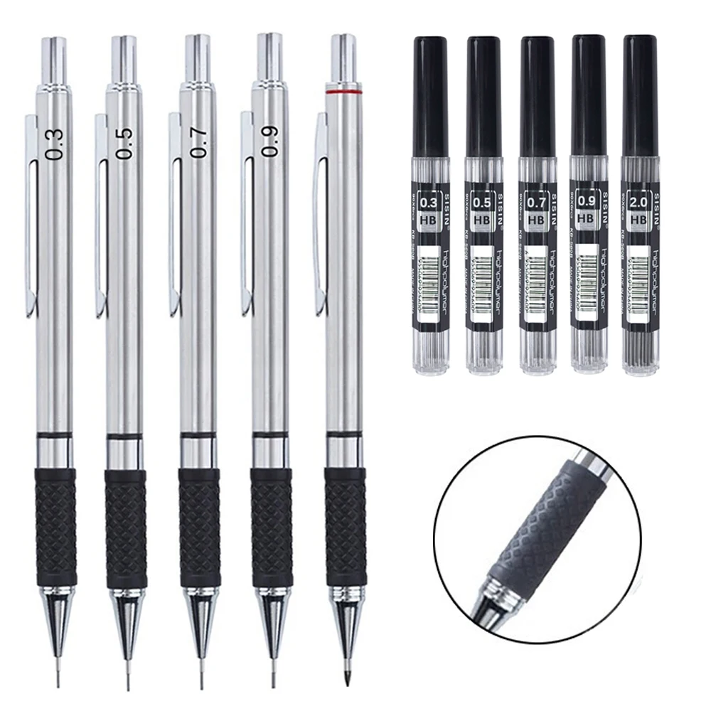 Metal Mechanical Pencil 0.3/0.5/0.7/0.9/2.0mm HB Automatic Pencil with Protective Cover Office School Writing Supplies
Metal Mechanical Pencil 0.3/0.5/0.7/0.9/2.0mm HB Automatic Pencil with Protective Cover Office School Writing Supplies