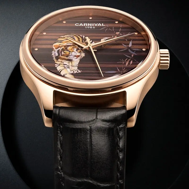 Switzerland CARNIVAL Japan MIYOTA Automatic Mechanical Men's Watches Luxury Brand Sapphire Tiger Relief Waterproof Clock C515G-T
Switzerland CARNIVAL Japan MIYOTA Automatic Mechanical Men's Watches Luxury Brand Sapphire Tiger Relief Waterproof Clock C515G-T