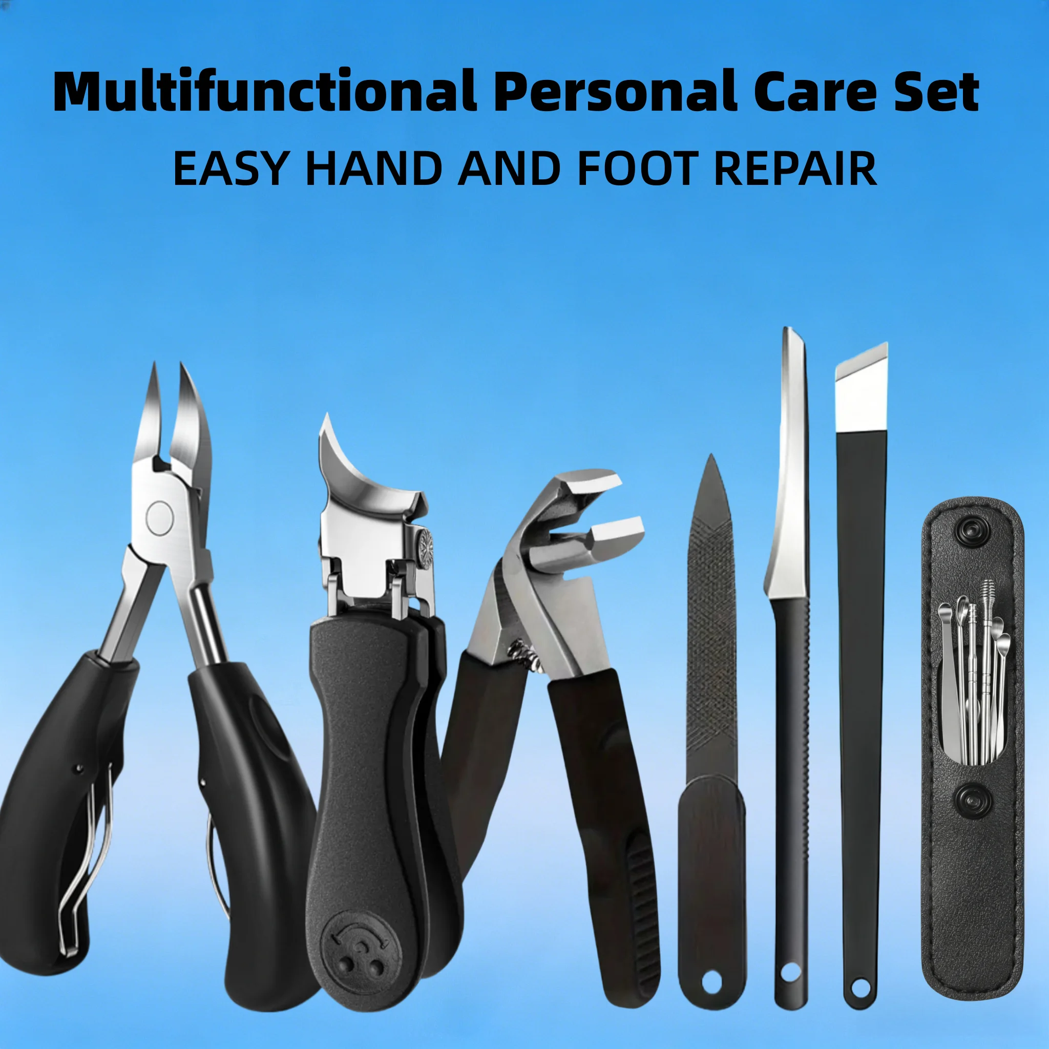 Professional 5/7pc Stainless Steel Nail Care Kit Manicure Set Thick Hard Nail Clipper Cuticle Nipper Dead Skin Pusher File Black
Professional 5/7pc Stainless Steel Nail Care Kit Manicure Set Thick Hard Nail Clipper Cuticle Nipper Dead Skin Pusher File Black