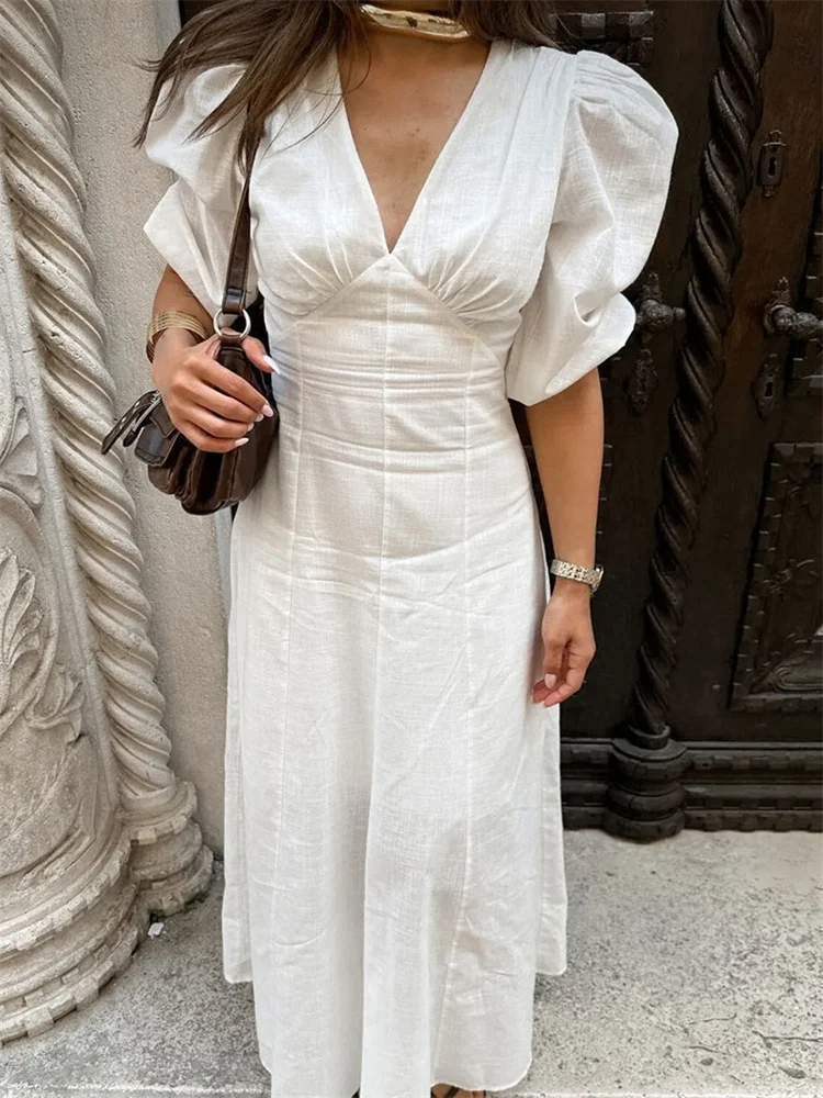 Tossy White Backless Summer Dress For Women Short Sleeve Slim V-Neck High Waist Elegant Commute Dress Female Bandage Long Dress
Tossy White Backless Summer Dress For Women Short Sleeve Slim V-Neck High Waist Elegant Commute Dress Female Bandage Long Dress