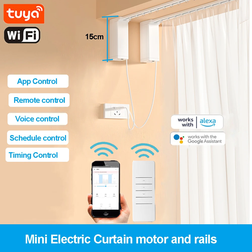 NewTuya Wifi Smart Mini 15cm Curtain Motor Smart Home Drive Engine Electric Curtain Track Rail Rod System Support Google Alexa
NewTuya Wifi Smart Mini 15cm Curtain Motor Smart Home Drive Engine Electric Curtain Track Rail Rod System Support Google Alexa