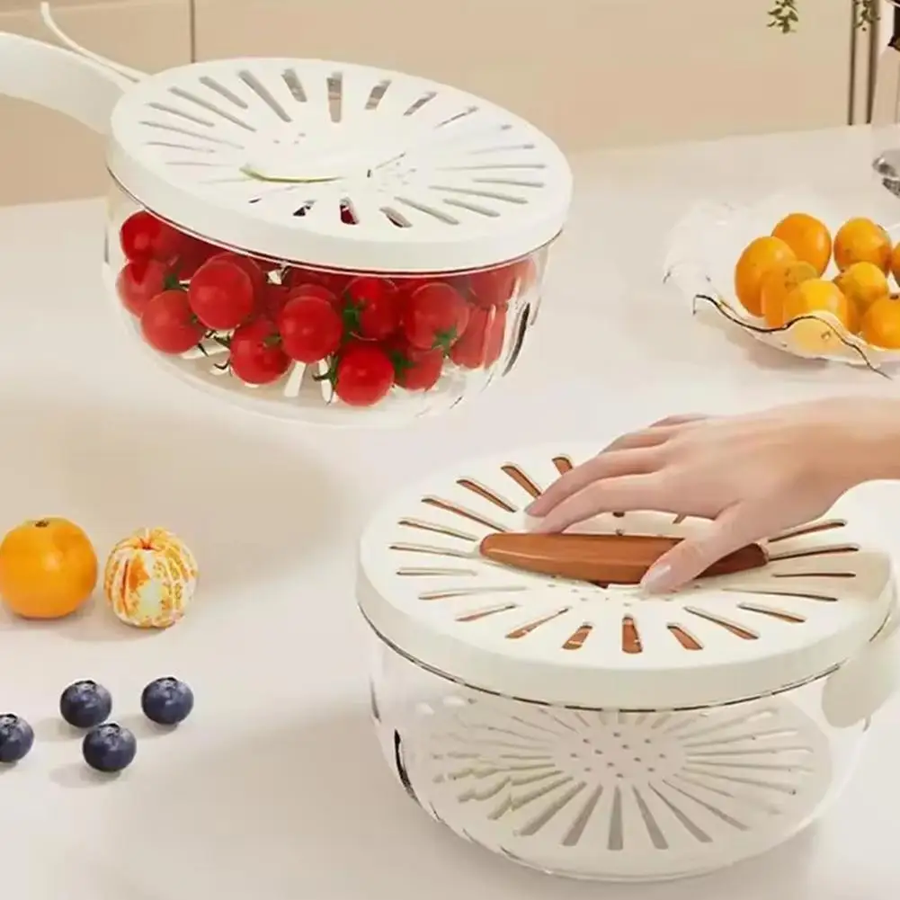 Корзина для слива фруктов с крышкой, чаша для мытья овощей, складная ручка, пластиковая кухонная коробка для холодильника 
Корзина для слива фруктов с крышкой, чаша для мытья овощей, складная ручка, пластиковая кухонная коробка для холодильника