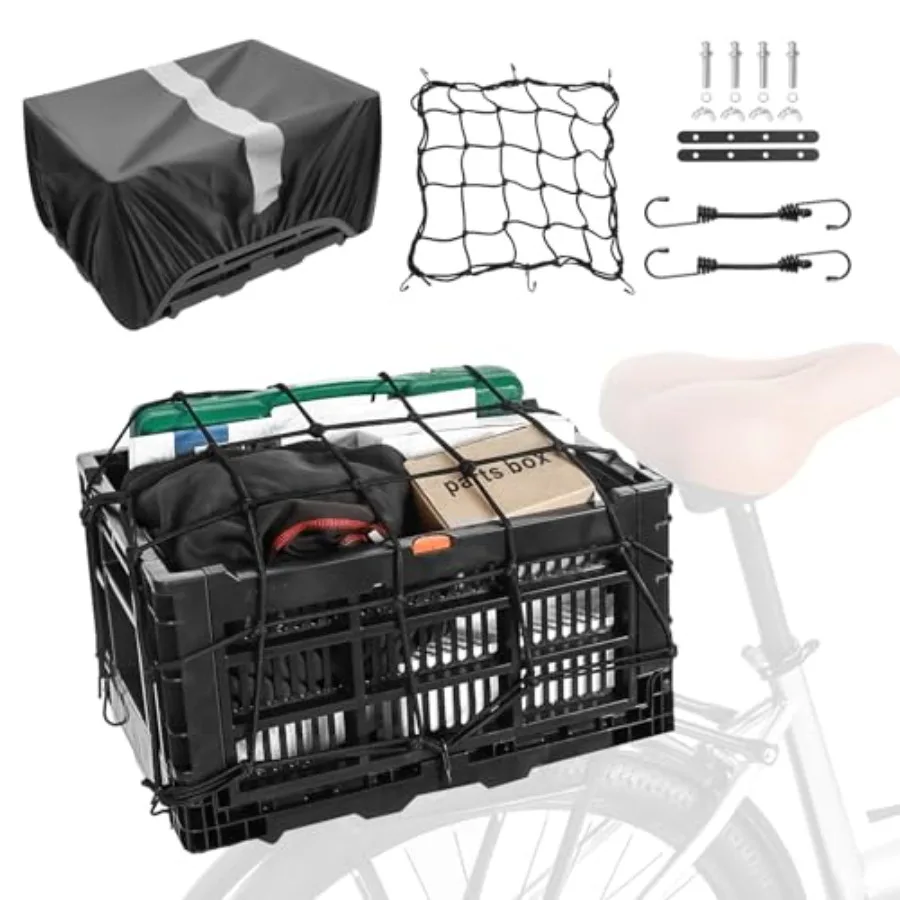 Bike Basket RearFoldable Bike Cargo Basket Plastic Collapsible Basket for Bicycle Rear Bike Baskets Storage Bike Milk Crate Rea
Bike Basket RearFoldable Bike Cargo Basket Plastic Collapsible Basket for Bicycle Rear Bike Baskets Storage Bike Milk Crate Rea