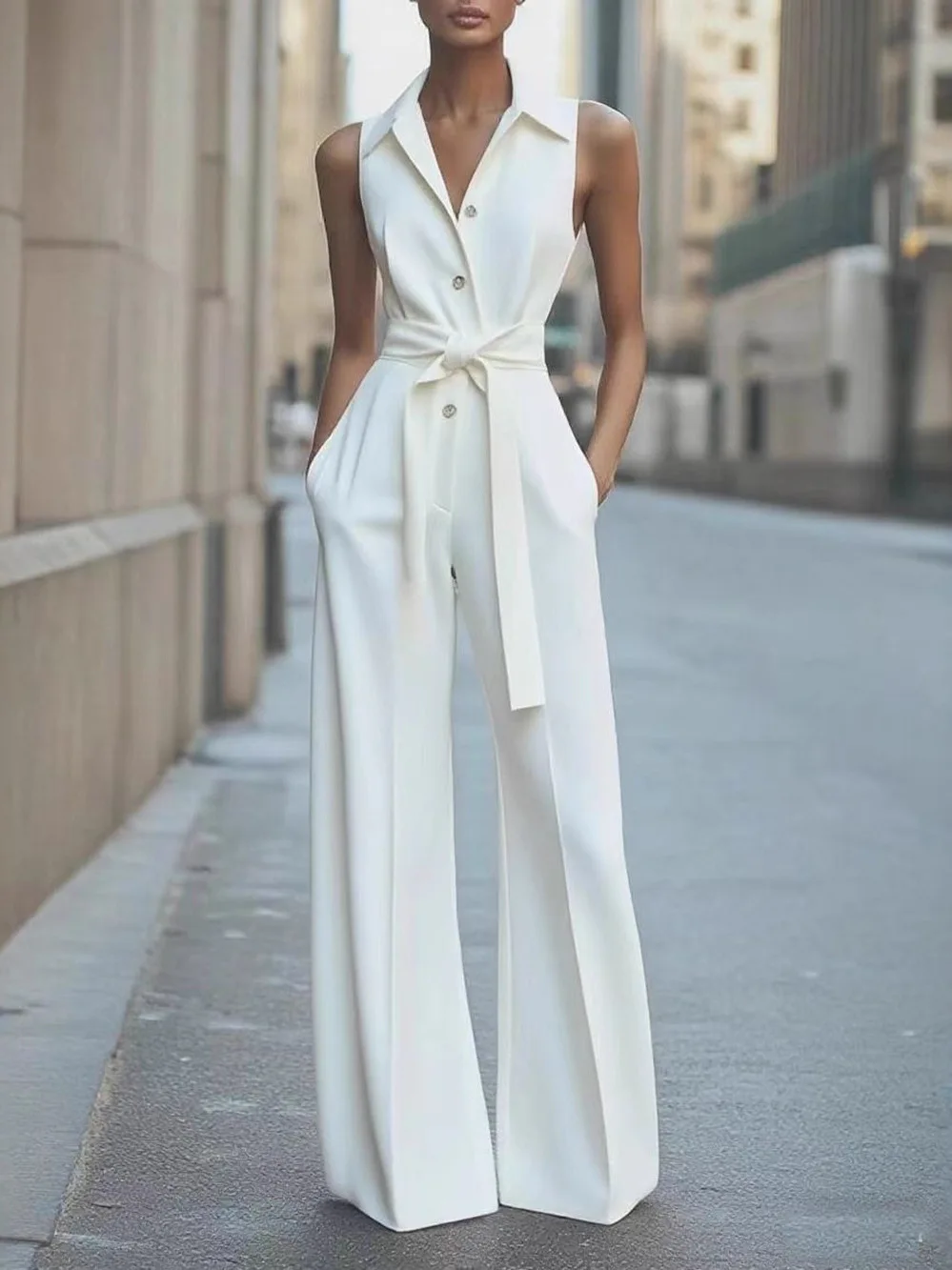 High Waist Single Button Women's Jumpsuit Comfortable Commute Style Long Pants Polyester Fiber High Waist Constricting
High Waist Single Button Women's Jumpsuit Comfortable Commute Style Long Pants Polyester Fiber High Waist Constricting