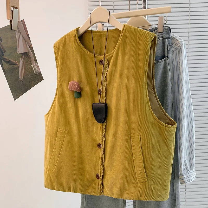 High-End Large Size Corduroy Vest Coat Warm Top for Women Autumn Winter New Style Commute Style round Neck Regular Length
High-End Large Size Corduroy Vest Coat Warm Top for Women Autumn Winter New Style Commute Style round Neck Regular Length