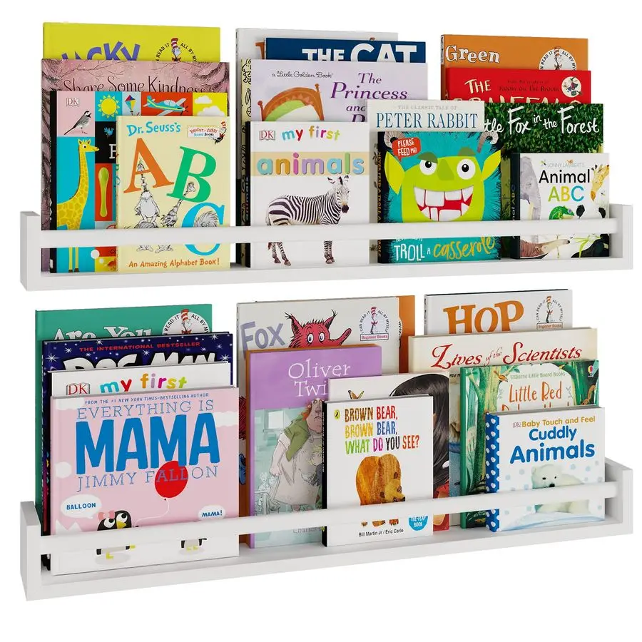 Utah 32 White Nursery Bookshelves Wall Mounted, Wood Floating Book Shelves for Kids Room Set of 2
Utah 32 White Nursery Bookshelves Wall Mounted, Wood Floating Book Shelves for Kids Room Set of 2