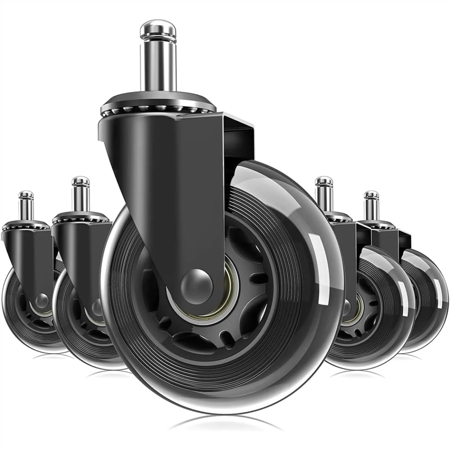8T8 Replacement Office Chair Caster Wheels 3" Set of 5 Heavy Duty Soft PU Rubber Safe for Hardwood Carpet Tile Floors
8T8 Replacement Office Chair Caster Wheels 3" Set of 5 Heavy Duty Soft PU Rubber Safe for Hardwood Carpet Tile Floors