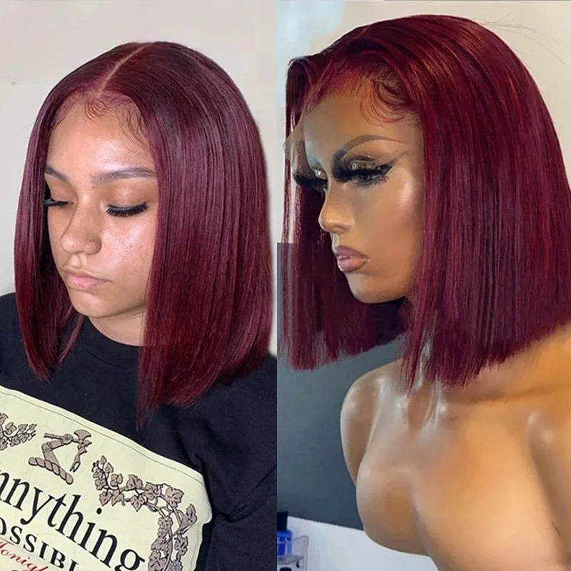 99J Burgundy Short Bob Straight Lace Front Wig Red Color Synthetic And Blend Lace Wigs Pre Plucked Natural Hairline for Women
99J Burgundy Short Bob Straight Lace Front Wig Red Color Synthetic And Blend Lace Wigs Pre Plucked Natural Hairline for Women