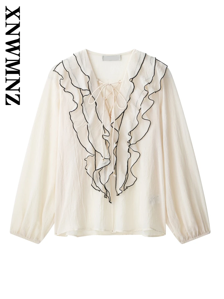 XNWMNZ 2025 Summer New Women Clothing Fashion Casual Long Sleeve Top Chic Woman's Beige V-Collar Thin Shirt Vintage Tie Blouses
XNWMNZ 2025 Summer New Women Clothing Fashion Casual Long Sleeve Top Chic Woman's Beige V-Collar Thin Shirt Vintage Tie Blouses