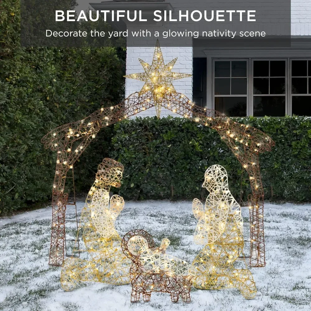 6ft Lighted Outdoor Nativity Scene, Christmas Holy Family Yard Decoration w/ 190 LED Lights, Stakes, Zip Ties
6ft Lighted Outdoor Nativity Scene, Christmas Holy Family Yard Decoration w/ 190 LED Lights, Stakes, Zip Ties