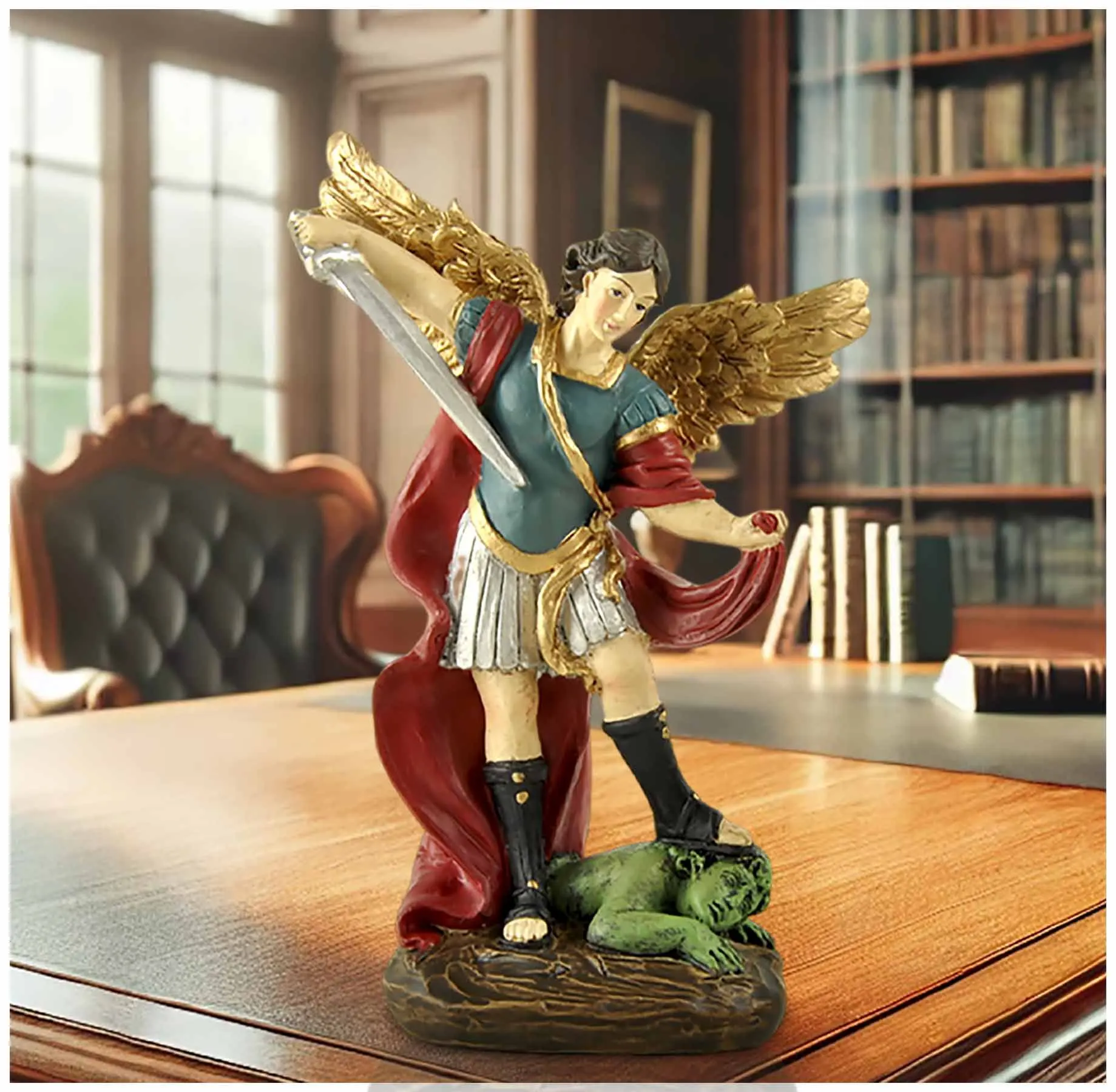 Retro Bronzed Saint Michael Archangel Resin Figurine Christian Statue Home Blessing Desktop Ornament Statues for Decoration
Retro Bronzed Saint Michael Archangel Resin Figurine Christian Statue Home Blessing Desktop Ornament Statues for Decoration