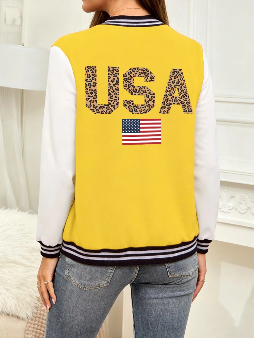 Usa American Flag Leopard Printing Coats Womens Cotton Loose Baseball Jersey Winter Fleece Warm Jackets Basics Pocket Clothes
Usa American Flag Leopard Printing Coats Womens Cotton Loose Baseball Jersey Winter Fleece Warm Jackets Basics Pocket Clothes