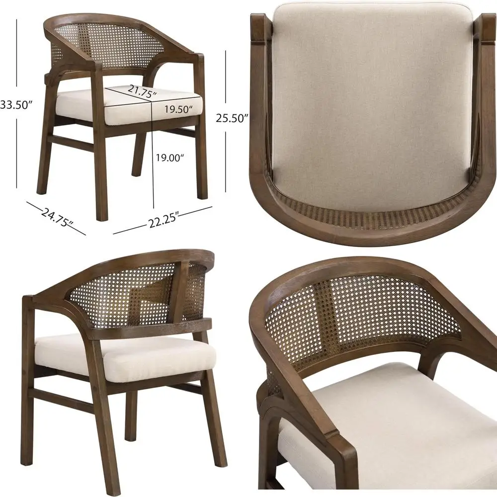 2 Wooden Dining Chairs Set, Fabric Upholstered Side Armchairs, Living Room Comfortable Reading Chair with Curved Rattan Back, Wa
2 Wooden Dining Chairs Set, Fabric Upholstered Side Armchairs, Living Room Comfortable Reading Chair with Curved Rattan Back, Wa