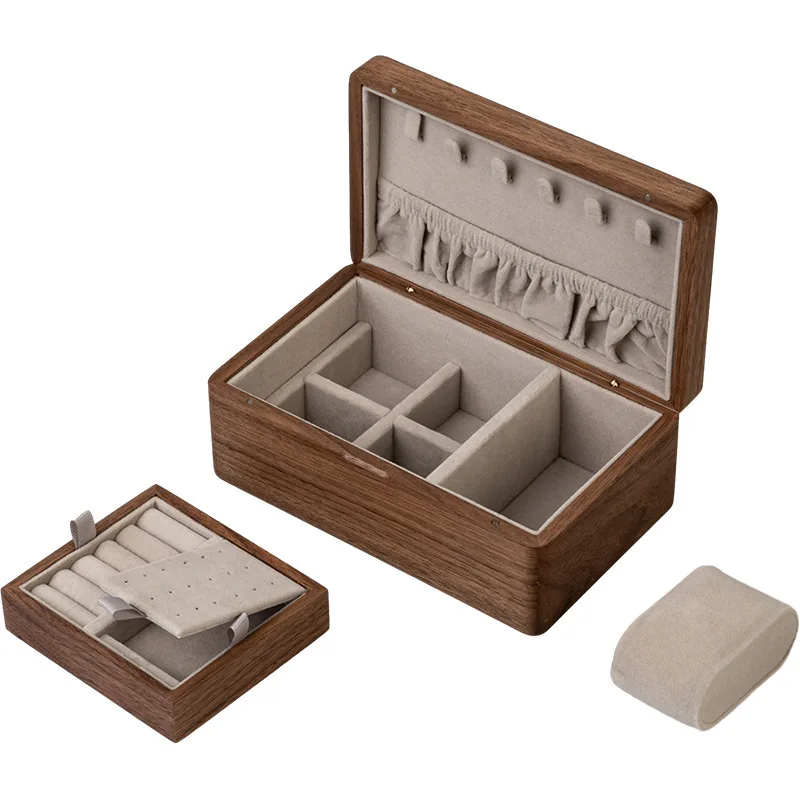 Jewelry box storage box Solid wood high-end exquisite solid wood hand jewelry Portable black walnut ring necklace storage
Jewelry box storage box Solid wood high-end exquisite solid wood hand jewelry Portable black walnut ring necklace storage
