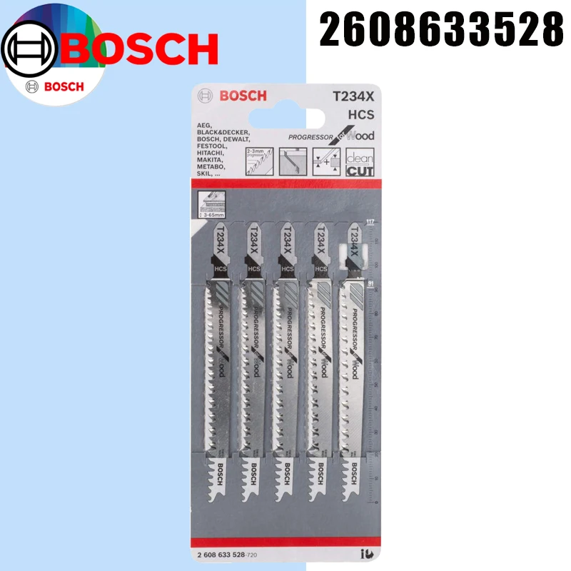 BOSCH 2608633528 T234X Curved Saw Blade 117MM Progressor For Wood HCS Clean Straight Cutting Tool Accessories
BOSCH 2608633528 T234X Curved Saw Blade 117MM Progressor For Wood HCS Clean Straight Cutting Tool Accessories