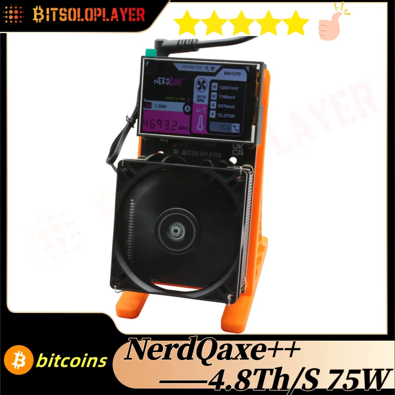New NerdQaxe++ 3.8inch Display 4.8TH/s 75W BTC Solo Lottery Miner BM1370 chip Sha-256 algorithm and power supply
New NerdQaxe++ 3.8inch Display 4.8TH/s 75W BTC Solo Lottery Miner BM1370 chip Sha-256 algorithm and power supply
