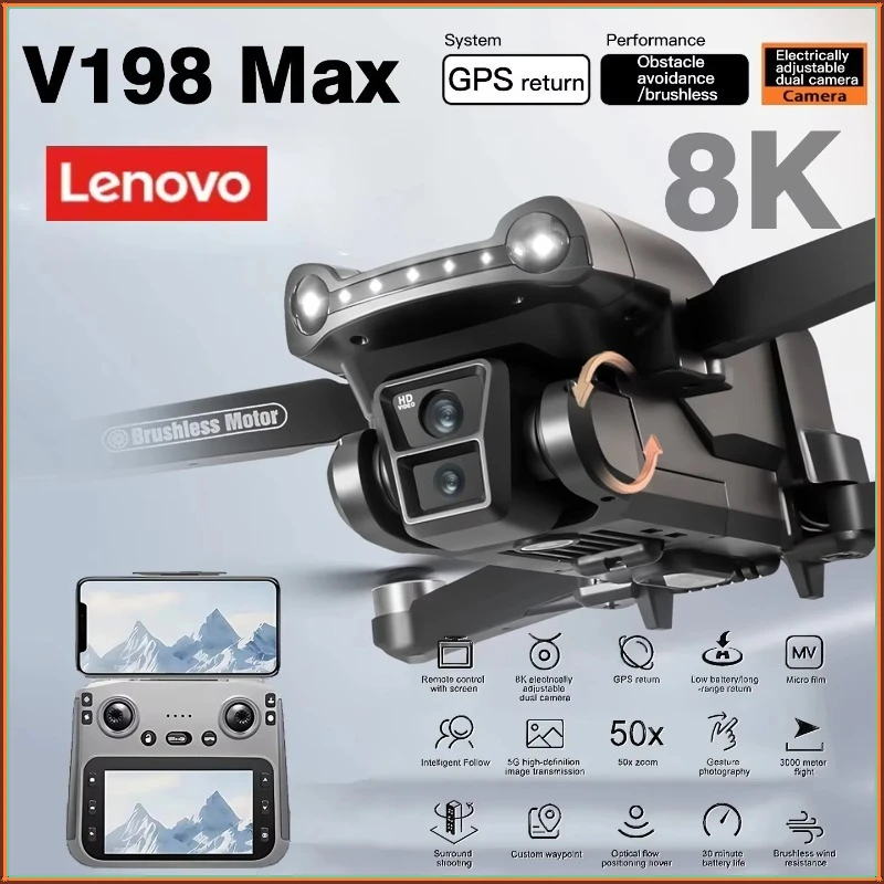 Lenovo 4K V198GPS Drone Profesional FPV Brushless Laser obstacle avoidance Aerial Optical Foldable Quadcopter Mini 8K Dron
Lenovo 4K V198GPS Drone Profesional FPV Brushless Laser obstacle avoidance Aerial Optical Foldable Quadcopter Mini 8K Dron