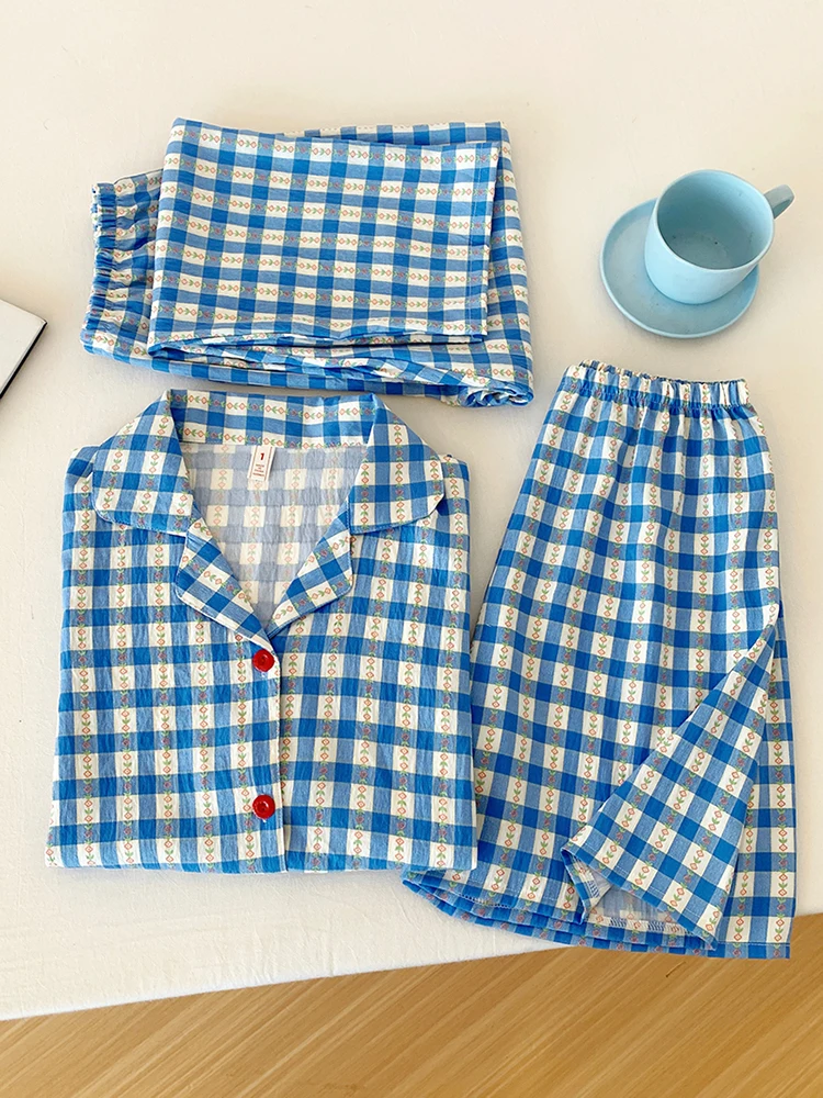 Женский комплект из чистого хлопка ort Sve Spwear, легкая домашняя одежда, синий клетчатый летний домашний костюм с милым цветочным принтом
Женский комплект из чистого хлопка ort Sve Spwear, легкая домашняя одежда, синий клетчатый летний домашний костюм с милым цветочным принтом