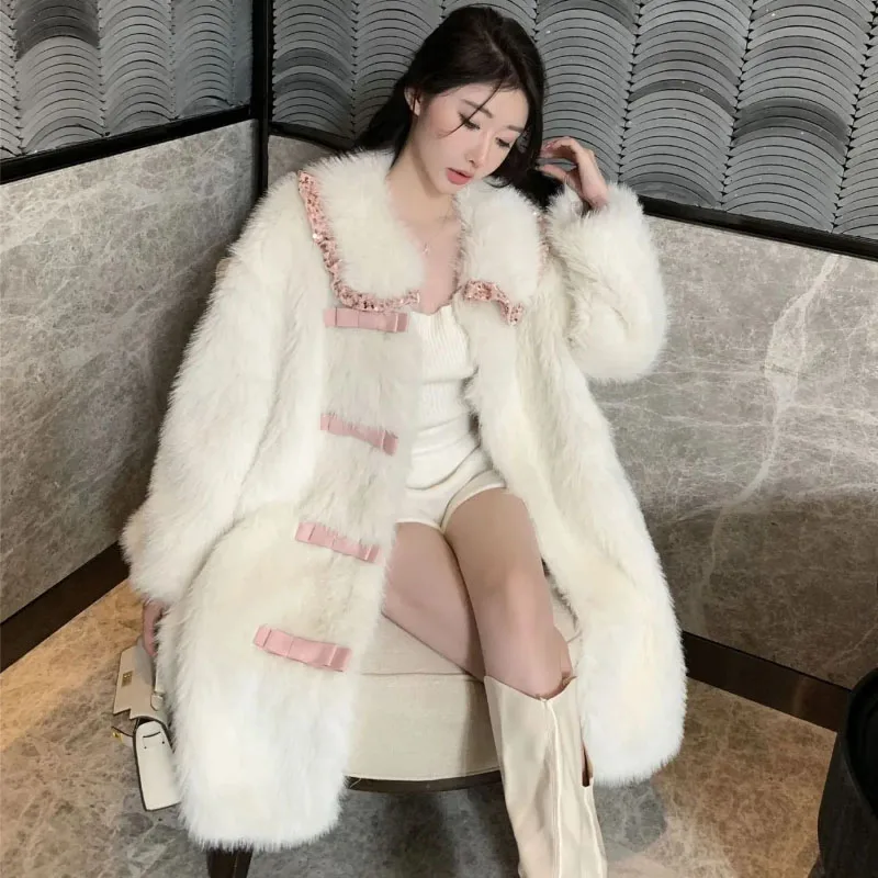 Butterfly Fur Jacket Women's Overcoat 2024 New Autumn Winter Long Fur One Fur Coat Fashion Loose Warm Jackets Outwear casaco
Butterfly Fur Jacket Women's Overcoat 2024 New Autumn Winter Long Fur One Fur Coat Fashion Loose Warm Jackets Outwear casaco