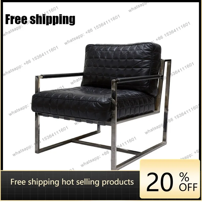 PG Italian Minimalist Light Luxury Leisure Single Leather Art Sofa Chair Living Room Bedroom Premium Stainless Steel Armchair
PG Italian Minimalist Light Luxury Leisure Single Leather Art Sofa Chair Living Room Bedroom Premium Stainless Steel Armchair