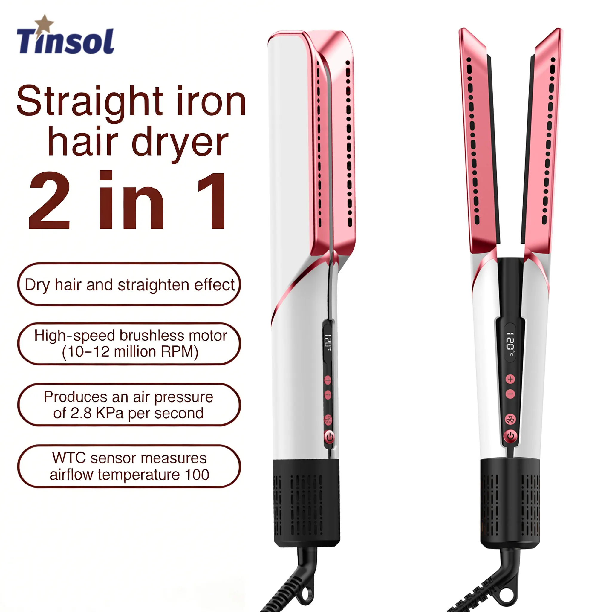TINSOL 2-in-1 Multifunctional Hair Dryer Air Straightener Negative Ion Hair Styling Tool Long-Lasting Styling Tool
TINSOL 2-in-1 Multifunctional Hair Dryer Air Straightener Negative Ion Hair Styling Tool Long-Lasting Styling Tool
