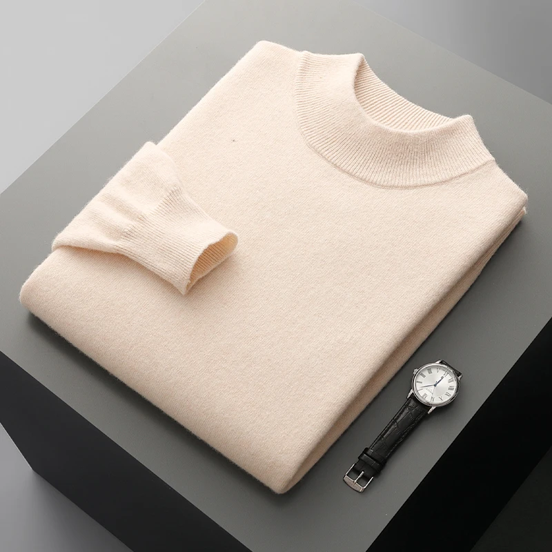 Smart Casual Clothes Autumn Winter Men's Sweater Pullover 100% Merino Wool Sweater Versatile Knit Half High Collar Soft Formal
Smart Casual Clothes Autumn Winter Men's Sweater Pullover 100% Merino Wool Sweater Versatile Knit Half High Collar Soft Formal