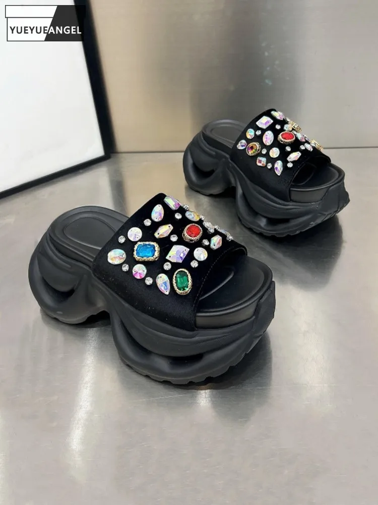 Casual Outside Women Suede Open Toe Slippers Colorful Diamonds Holiday Shoes Summer Height Increase Lady Thick Platform Slippers
Casual Outside Women Suede Open Toe Slippers Colorful Diamonds Holiday Shoes Summer Height Increase Lady Thick Platform Slippers