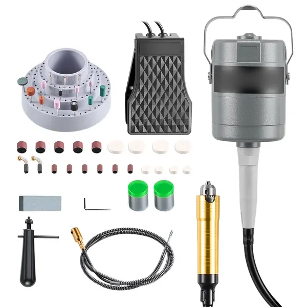 780W Electric Flex Shaft Grinder, 25000RPM Rotary Tool with Foot Pedal, 112-Piece Accessory Kit for
780W Electric Flex Shaft Grinder, 25000RPM Rotary Tool with Foot Pedal, 112-Piece Accessory Kit for