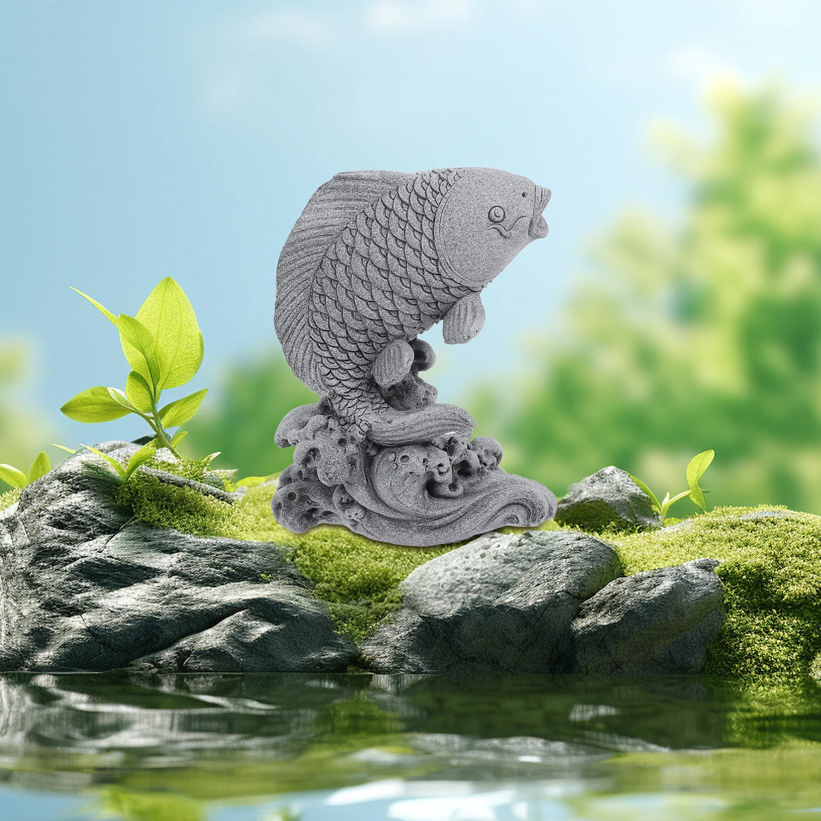 Fish Jumping Gantry Statue Pond Accessories Lifelike Fish Decoration Outdoor Garden Courtyard Bluestone Powder 
Fish Jumping Gantry Statue Pond Accessories Lifelike Fish Decoration Outdoor Garden Courtyard Bluestone Powder