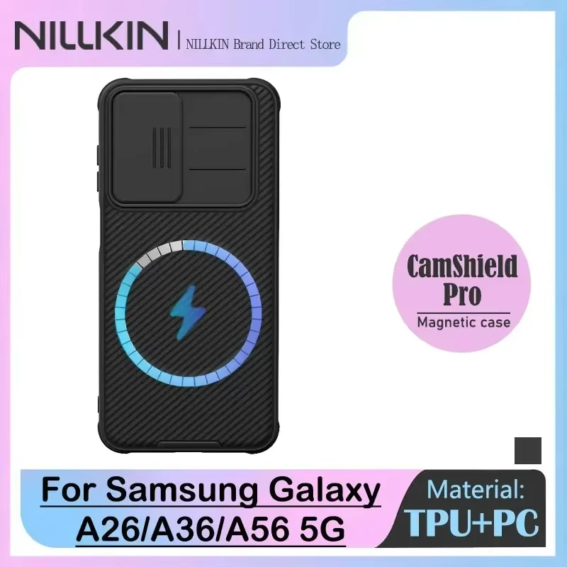 NILLKIN Magnetic Case for Samsung Galaxy A56/A36/A26 5G, Non-Slip PC+TPU Shell, Slide Black Cover for Camera Privacy Protection
NILLKIN Magnetic Case for Samsung Galaxy A56/A36/A26 5G, Non-Slip PC+TPU Shell, Slide Black Cover for Camera Privacy Protection