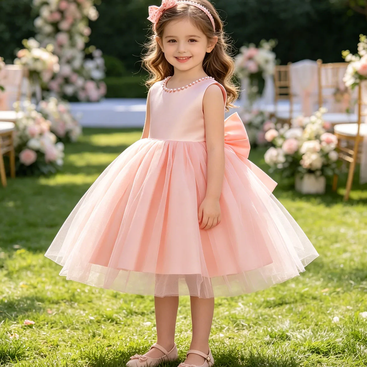 Elegant Girl Gink Dress Girls Princess Dress Summer Tulle Big Bow Girls Wedding Bridesmaid Dress Piano Performance Costume
Elegant Girl Gink Dress Girls Princess Dress Summer Tulle Big Bow Girls Wedding Bridesmaid Dress Piano Performance Costume
