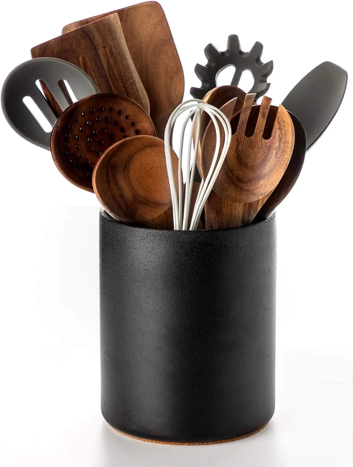 6.4" Ceramic Utensil Holder with Cork Base Countertop-Protecting Farmhouse Kitchen Organizer – Stone Black, Ideal Christmas Gift
6.4" Ceramic Utensil Holder with Cork Base Countertop-Protecting Farmhouse Kitchen Organizer – Stone Black, Ideal Christmas Gift