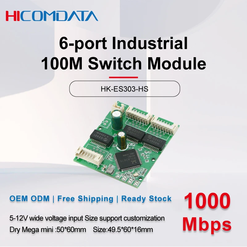 HICOMDATA 3-port gigabit switch PCBA module rack-mounted one-in two-out micro embedded wide voltage motherboard
HICOMDATA 3-port gigabit switch PCBA module rack-mounted one-in two-out micro embedded wide voltage motherboard