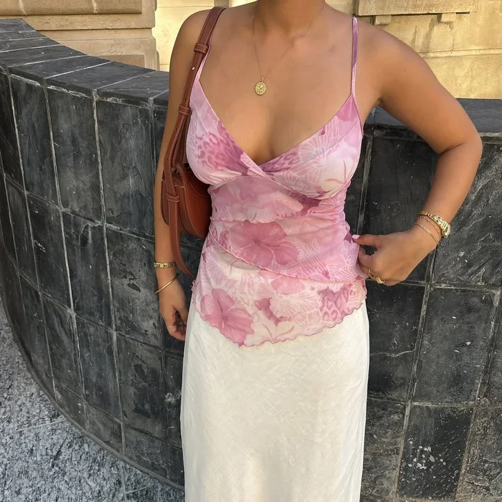 Women Summer Vintage y2k Aesthetic Crop Tops Floral Print Boho Sleeveless Spaghetti Strap Mesh See Through Coquette Tanks Camis
Women Summer Vintage y2k Aesthetic Crop Tops Floral Print Boho Sleeveless Spaghetti Strap Mesh See Through Coquette Tanks Camis