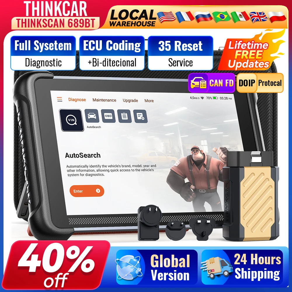 THINKCAR THINKSCAN 689BT OBD2 Diagnostic Tool DOIP CANFD Bi-directional ECU Coding 35 Resets Lifetime Free Update
THINKCAR THINKSCAN 689BT OBD2 Diagnostic Tool DOIP CANFD Bi-directional ECU Coding 35 Resets Lifetime Free Update