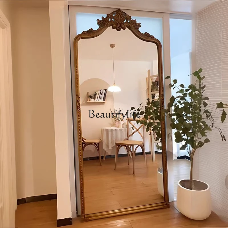 French retro American floor-to-ceiling mirror wall-mounted carved large light luxury European full-body mirror
French retro American floor-to-ceiling mirror wall-mounted carved large light luxury European full-body mirror