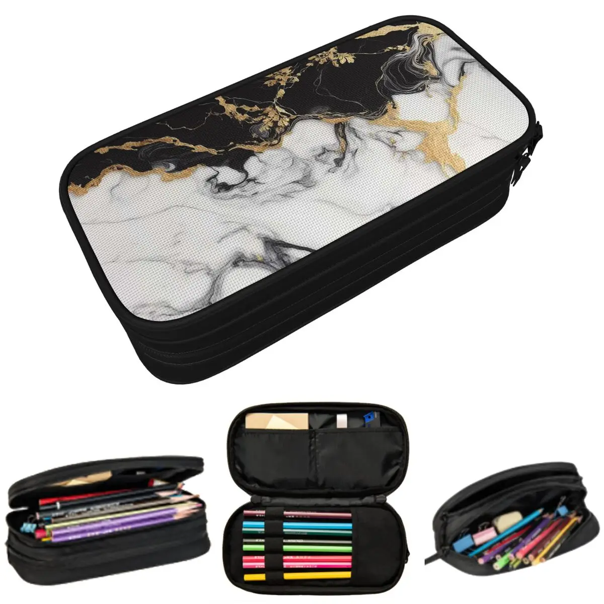 Черно-белый пенал с мраморными прожилками и золотистым узором для студентов, школьный пенал, сумка для карандашей, канцелярские принадлежности, сумка-держатель для ручек
Черно-белый пенал с мраморными прожилками и золотистым узором для студентов, школьный пенал, сумка для карандашей, канцелярские принадлежности, сумка-держатель для ручек