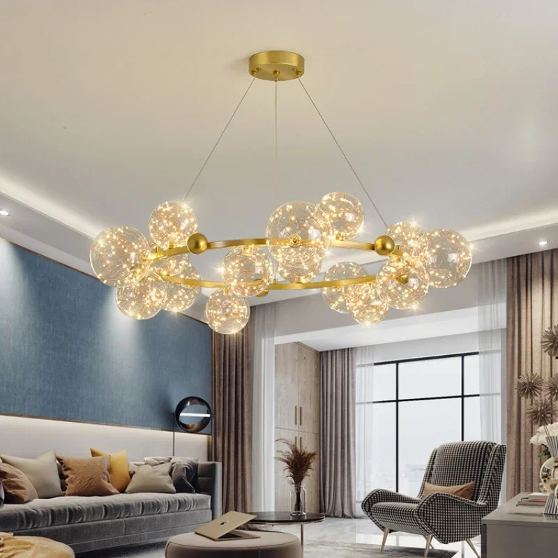 Modern Minimalist Round Pendant Lights with Starry Lampshade for Living Room Luxury Dining Room Magic Bean Bedroom Bubble Lamps
Modern Minimalist Round Pendant Lights with Starry Lampshade for Living Room Luxury Dining Room Magic Bean Bedroom Bubble Lamps